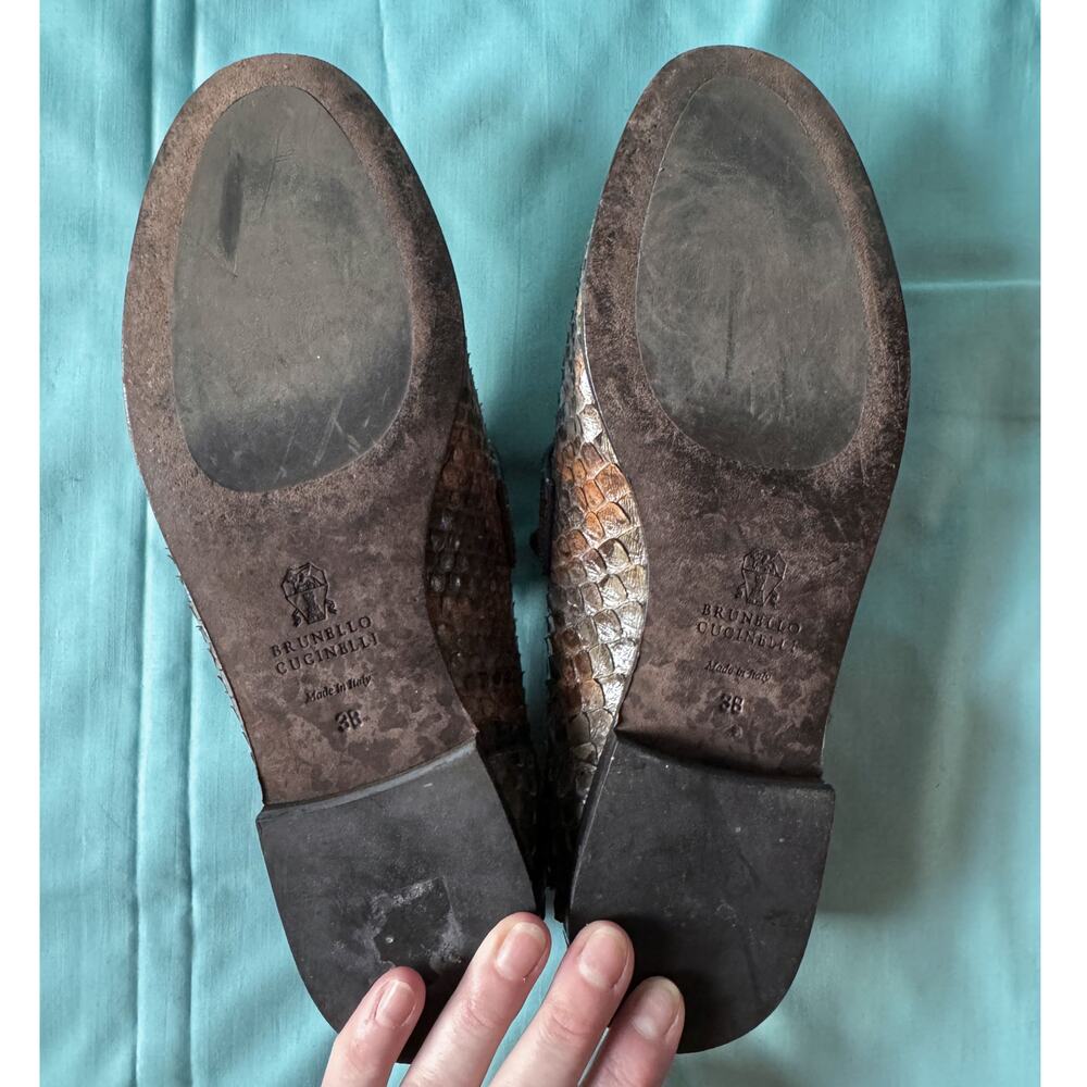 Brunello Cucinelli Python Loafers With Monili Str… - image 7